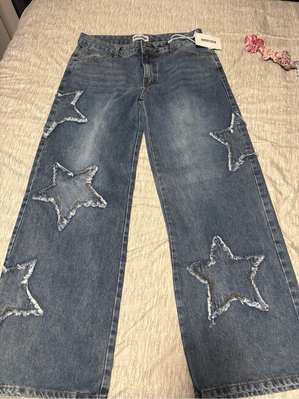 Star Appliqué Wide-Leg Jeans - Blue